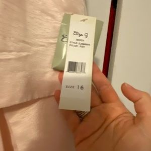 Eliza J - size 16 blush/creme sheath dress with popover top and beaded neck